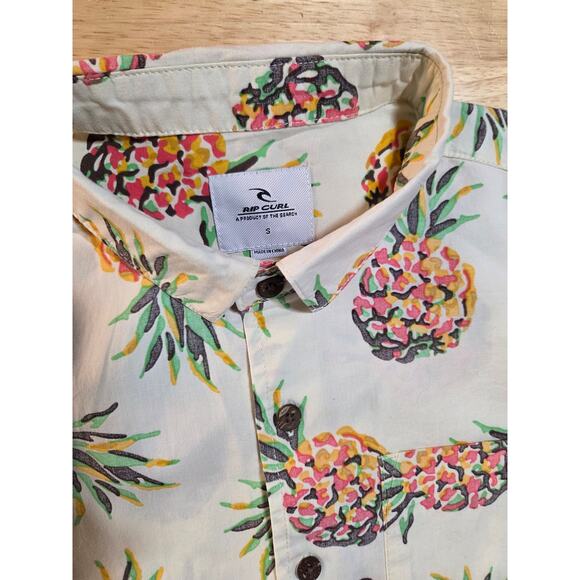 Rip Curl Pineapple Hawaiian Collared Button Up Short Sleeve Boy Small - Picture 3 of 7